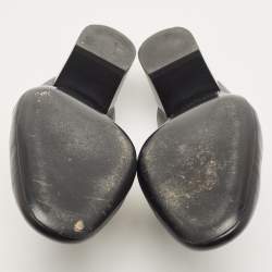 Hermes Black Leather Paradis Block Heel Mule Sandals Size 38.5