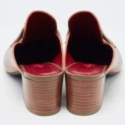 Pre Owned Hermes Brown Leather Oz Mules Size 38.5
