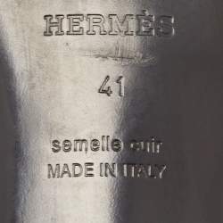 Hermes Black Leather View Slide Sandals Size 41