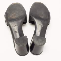Hermes Black Leather View Slide Sandals Size 41