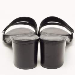 Hermes Black Leather View Slide Sandals Size 41