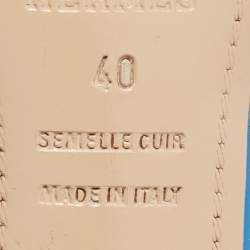 مملوكة مسبقًا Hermes Blue/Green Leather Night Slingback Sandals Size 40