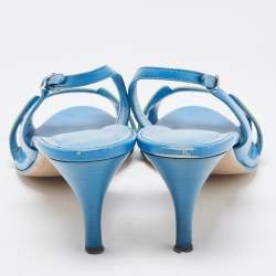 مملوكة مسبقًا Hermes Blue/Green Leather Night Slingback Sandals Size 40