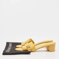 Hermes Yellow Leather Oasis Slide Sandals Size 37