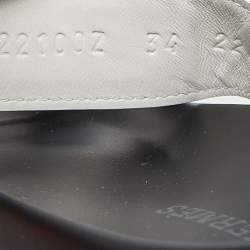 Pre Owned Hermes White Leather Chypre Flat Sandals Size 34