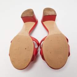مملوكة مسبقًا Hermes Red Leather Oasis Slide Sandals Size 38