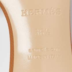 Pre Owned Hermes Brown Leather Oasis Slide Sandals Size 36.5