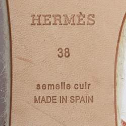 مملوكة مسبقًا Hermes Brown Leather Ilana Wedge Espadrille Sandals Size 38