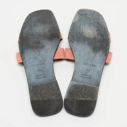 Hermes Pink Suede Oran Flat Slides Size 36.5 