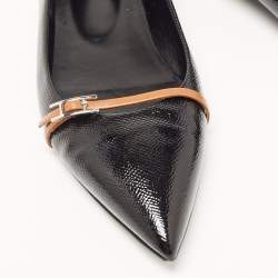 Hermes Black Leather Buckle Detail Pointed Toe Ballet Flats Size 40