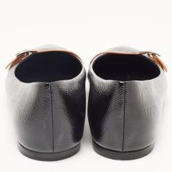 Hermes Black Leather Buckle Detail Pointed Toe Ballet Flats Size 40