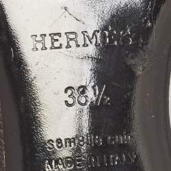 Hermes Black Leather Oasis Block Heel Slide Sandals Size 38.5