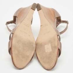 Hermes Metallic Leather Legend Wedge Sandals Size 39.5