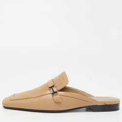 مملوكة مسبقًا Hermes Beige Leather Groupie Mules Size 37