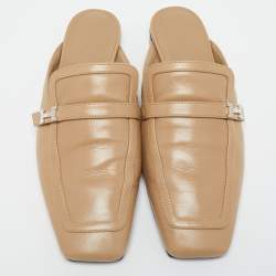 مملوكة مسبقًا Hermes Beige Leather Groupie Mules Size 37