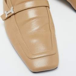 مملوكة مسبقًا Hermes Beige Leather Groupie Mules Size 37
