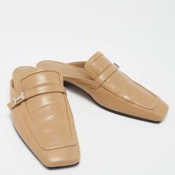 مملوكة مسبقًا Hermes Beige Leather Groupie Mules Size 37