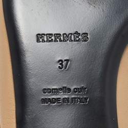 مملوكة مسبقًا Hermes Beige Leather Groupie Mules Size 37