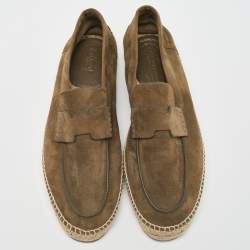 Hermes Olive Green Suede Trip Espadrille Flats Size 40