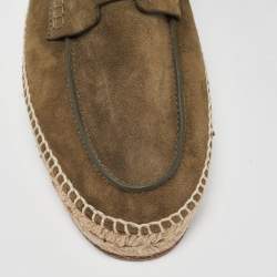 Hermes Olive Green Suede Trip Espadrille Flats Size 40