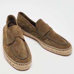 Hermes Olive Green Suede Trip Espadrille Flats Size 40