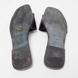 Hermes Black Patent Leather View Flat Slides Size 37