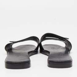 Hermes Black Patent Leather View Flat Slides Size 37