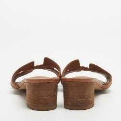 Hermes Brown Leather Oasis Sandals Size 40.5