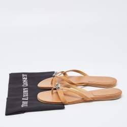 مملوكة مسبقًا Hermes Brown Suede Corfu Thong Flat Sandals Size 41