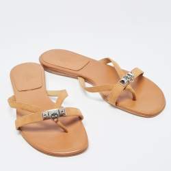 مملوكة مسبقًا Hermes Brown Suede Corfu Thong Flat Sandals Size 41