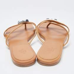 مملوكة مسبقًا Hermes Brown Suede Corfu Thong Flat Sandals Size 41