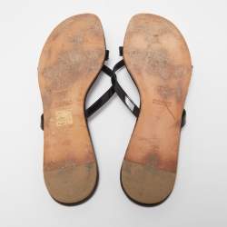Hermes Black Leather Corfu Thong Flat Sandals Size 41