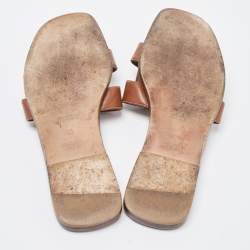 Pre Owned Hermes Brown Leather Oran  Sandals Size 36