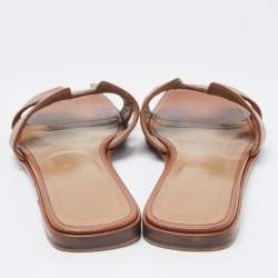 Pre Owned Hermes Brown Leather Oran  Sandals Size 36