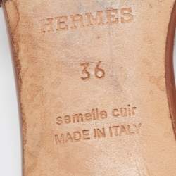 Hermes Brown Leather Oasis Sandals Size 36