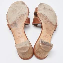 Hermes Brown Leather Oasis Sandals Size 36