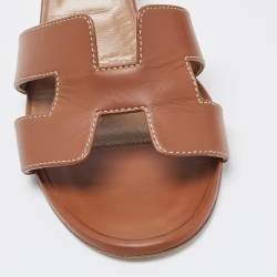 Hermes Brown Leather Oasis Sandals Size 36