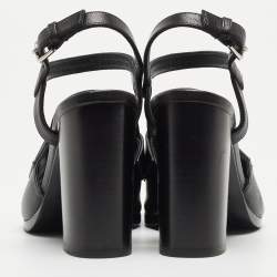 Pre Owned Hermes Black Leather Alesia Sandals Size 36