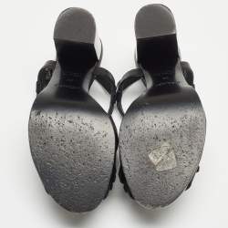 Pre Owned Hermes Black Leather Alesia Sandals Size 36