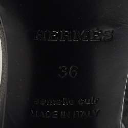 Pre Owned Hermes Black Leather Alesia Sandals Size 36