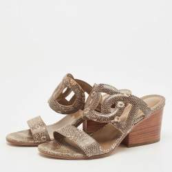 مملوكة مسبقًا Hermès Two Tone Lizard Leather Bikini Sandals Size 38