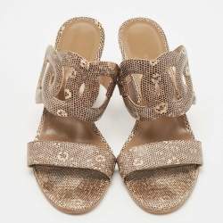 مملوكة مسبقًا Hermès Two Tone Lizard Leather Bikini Sandals Size 38