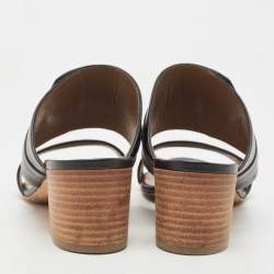 Hermes Black Leather Ovation Slide Sandals Size 38