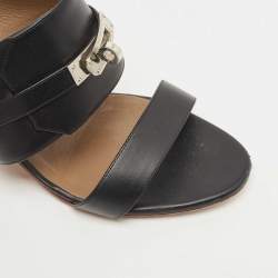 Hermes Black Leather Ovation Slide Sandals Size 38