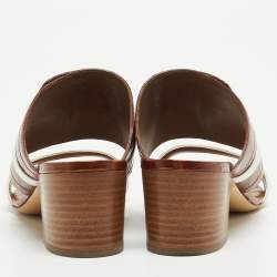 Hermes Brown Crocodile and Leather Ovation Slide Sandals Size 38