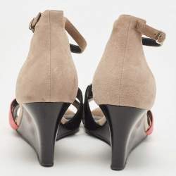 Pre Owned Hermes Multicolor Suede Legend Wedge Sandals Size 38