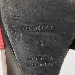 Pre Owned Hermes Multicolor Suede Legend Wedge Sandals Size 38