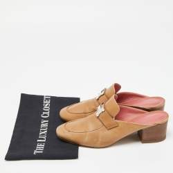 Hermes Brown Leather Paradis Mules Size 38