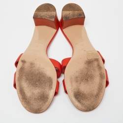 Hermes Orange Leather Oasis Slide Sandals Size 37