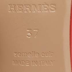 Hermes Orange Leather Oasis Slide Sandals Size 37
